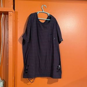 🇦🇺 🩸 Distressed DVNT Striped Tee Shirt Melbourne Blue Red Stripes 🇦🇺